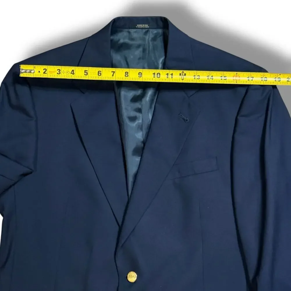 Vintage Hart Schaffner Marx Blazer Mens Navy Gold Button Custom Union Made 42R